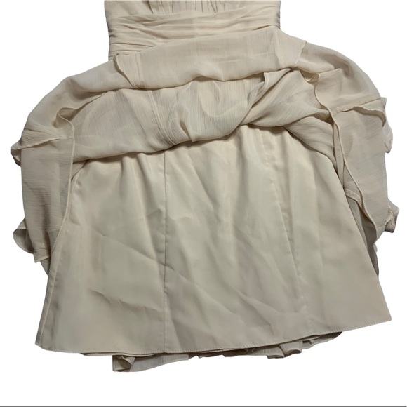David’s Bridal Cream Chiffon Layered Skirt Formal Strapless Dress Bridesmaid 6 - Picture 8 of 15